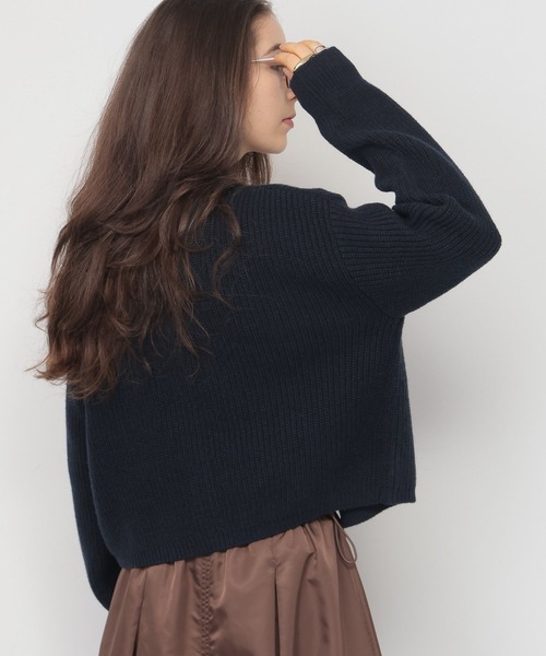 saloon（サルーン）の「SALOON(サルーン)/畦編みニットカーディガン【手洗い可】（カーディガン/ボレロ・レディース・オレンジ/ネイビー/ホワイト・FREE）」の22枚目の写真