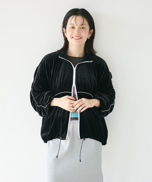 CRAFT STANDARD BOUTIQUE(クラフトスタンダードブティック)の「ベロアパイピングデザインジャケット(その他アウター・レディース・ブラック/グレー・FREE)」の5枚目の写真