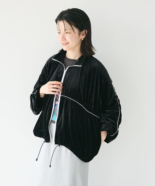 CRAFT STANDARD BOUTIQUE(クラフトスタンダードブティック)の「ベロアパイピングデザインジャケット(その他アウター・レディース・ブラック/グレー・FREE)」の6枚目の写真