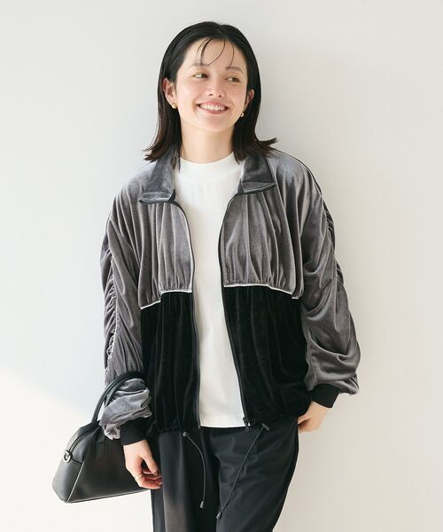 CRAFT STANDARD BOUTIQUE(クラフトスタンダードブティック)の「ベロアパイピングデザインジャケット(その他アウター・レディース・ブラック/グレー・FREE)」の12枚目の写真