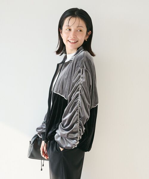 CRAFT STANDARD BOUTIQUE(クラフトスタンダードブティック)の「ベロアパイピングデザインジャケット(その他アウター・レディース・ブラック/グレー・FREE)」の13枚目の写真