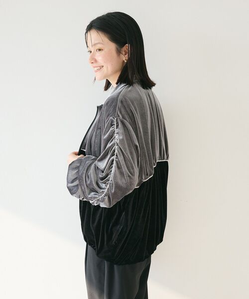 CRAFT STANDARD BOUTIQUE(クラフトスタンダードブティック)の「ベロアパイピングデザインジャケット(その他アウター・レディース・ブラック/グレー・FREE)」の14枚目の写真
