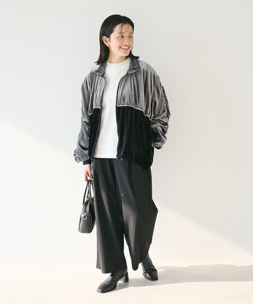 CRAFT STANDARD BOUTIQUE(クラフトスタンダードブティック)の「ベロアパイピングデザインジャケット(その他アウター・レディース・ブラック/グレー・FREE)」の16枚目の写真