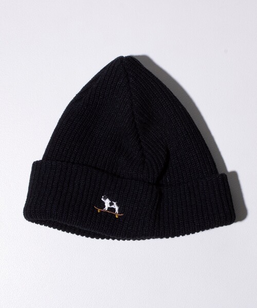 GLOSTER(グロスター)の「【GLOSTER/グロスター】フレンチブルドッグ刺繍 ニットワッチ ニット帽(ニットキャップ/ビーニー・メンズ・ブラック/ライトグレー/インディゴブルー/グリーン・FREE)」の2枚目の写真