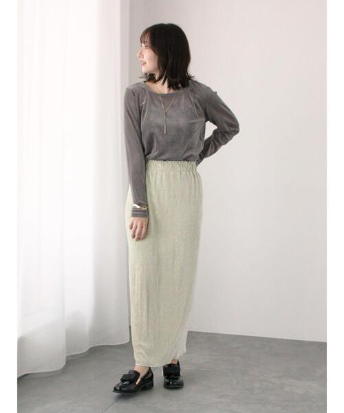 Te chichi TERRASSE（テチチテラス）の「フロッキーチュールクルーネックトップス（Tシャツ/カットソー・レディース・グレー/オフホワイト/ブラウン・F）」の5枚目の写真