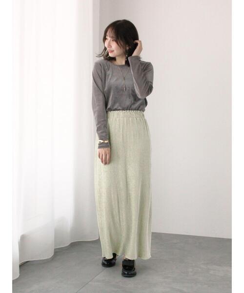 Te chichi TERRASSE（テチチテラス）の「フロッキーチュールクルーネックトップス（Tシャツ/カットソー・レディース・グレー/オフホワイト/ブラウン・F）」の6枚目の写真