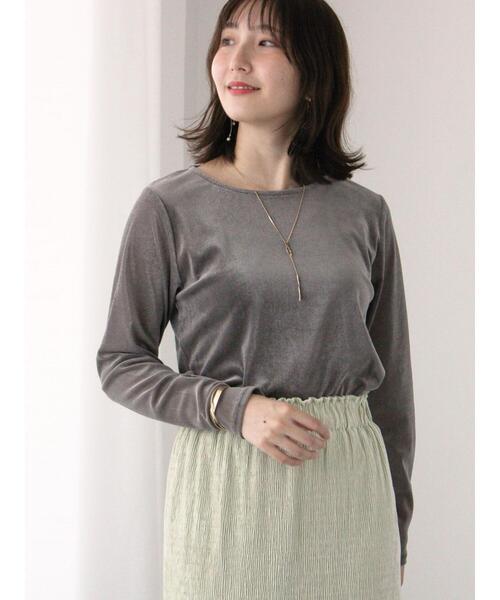 Te chichi TERRASSE（テチチテラス）の「フロッキーチュールクルーネックトップス（Tシャツ/カットソー・レディース・グレー/オフホワイト/ブラウン・F）」の7枚目の写真