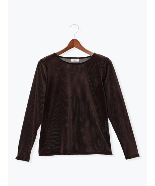 Te chichi TERRASSE（テチチテラス）の「フロッキーチュールクルーネックトップス（Tシャツ/カットソー・レディース・グレー/オフホワイト/ブラウン・F）」の14枚目の写真