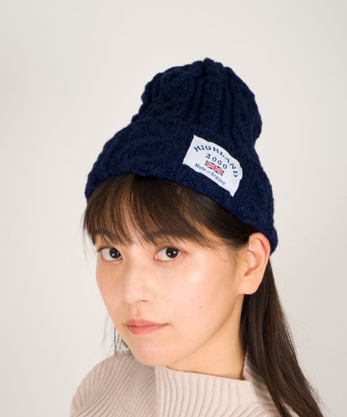HIGHLAND 2000（ハイランドトゥーサウザンド）の「【HIGHLAND 2000/ハイランド2000】ボブキャップ　ケーブル編みニット帽　アルパカ（ニットキャップ/ビーニー・レディース・ホワイト/ライトグレー/チャコールグレー/ブラック/カーキ/サックスブルー/ネイビー・FREE）」の7枚目の写真