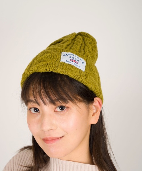HIGHLAND 2000（ハイランドトゥーサウザンド）の「【HIGHLAND 2000/ハイランド2000】ボブキャップ　ケーブル編みニット帽　アルパカ（ニットキャップ/ビーニー・レディース・ホワイト/ライトグレー/チャコールグレー/ブラック/カーキ/サックスブルー/ネイビー・FREE）」の11枚目の写真