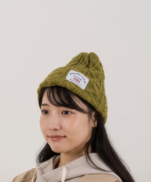 HIGHLAND 2000（ハイランドトゥーサウザンド）の「【HIGHLAND 2000/ハイランド2000】ボブキャップ　ケーブル編みニット帽　アルパカ（ニットキャップ/ビーニー・レディース・ホワイト/ライトグレー/チャコールグレー/ブラック/カーキ/サックスブルー/ネイビー・FREE）」の10枚目の写真