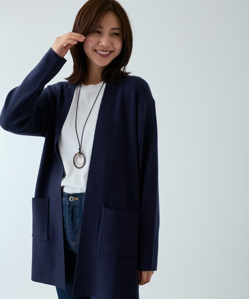 Jayro(ジャイロ)の「もちもち総針ロングトッパー(カーディガン/ボレロ・レディース・ブラック/レッド/ネイビー/マスタード・M)」の3枚目の写真