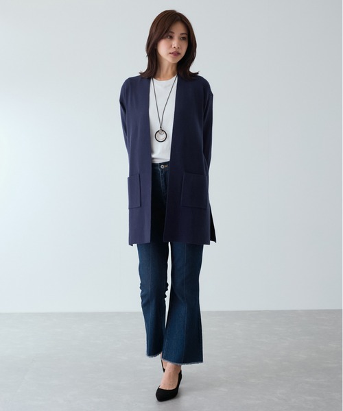 Jayro(ジャイロ)の「もちもち総針ロングトッパー(カーディガン/ボレロ・レディース・ブラック/レッド/ネイビー/マスタード・M)」の13枚目の写真