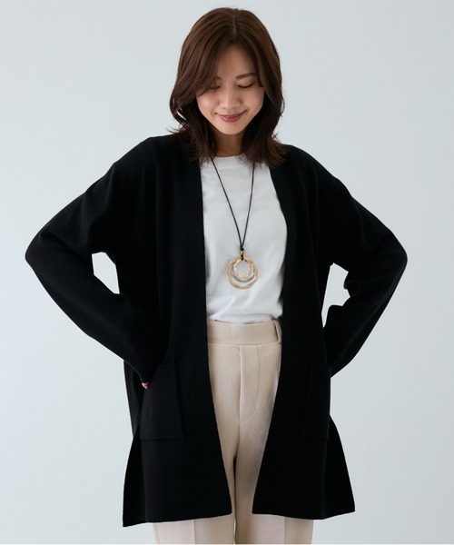 Jayro(ジャイロ)の「もちもち総針ロングトッパー(カーディガン/ボレロ・レディース・ブラック/レッド/ネイビー/マスタード・M)」の14枚目の写真