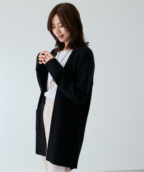 Jayro(ジャイロ)の「もちもち総針ロングトッパー(カーディガン/ボレロ・レディース・ブラック/レッド/ネイビー/マスタード・M)」の15枚目の写真