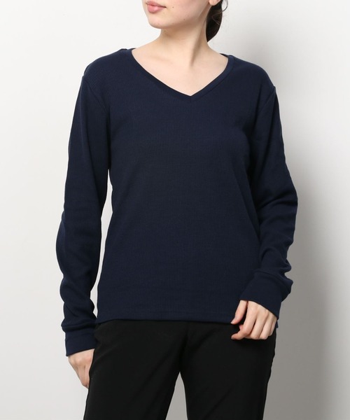 ARCHIVER(アーカイバ)の「【RDS】Vネックワッフルカットソー(Tシャツ/カットソー・レディース・ブラック/カーキ/グレー/ホワイト/ネイビー/ベージュ/ライトピンク・LARGE/X-LARGE/MEDIUM)」の6枚目の写真