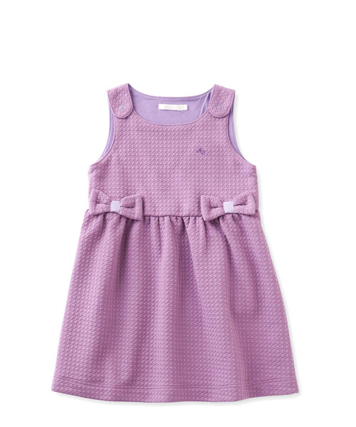 Noeil aime BeBe（ノイユエイムベベ）の「千鳥柄ふくれジャガードリボンジャンパースカート(80~130cm)（ジャンパースカート・キッズ・ネイビー/パープル・120cm/130cm/110cm/100cm/90cm/80ｃｍ）」の5枚目の写真