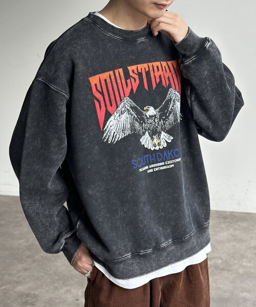 CPCM（シーピーシーエム）の「パウダー加工裏起毛スウェット（Tシャツ/カットソー・メンズ・グレー系その他2/ブラック系その他2/グレー系その他/ブラック/グレー/ブラック系その他・MEDIUM/LARGE）」の2枚目の写真