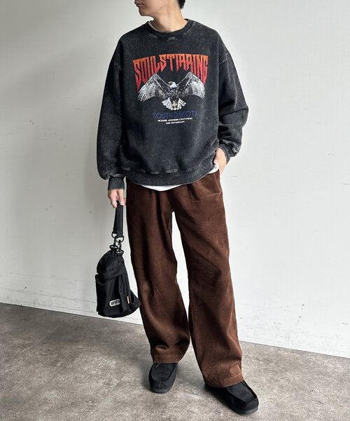 CPCM（シーピーシーエム）の「パウダー加工裏起毛スウェット（Tシャツ/カットソー・メンズ・グレー系その他2/ブラック系その他2/グレー系その他/ブラック/グレー/ブラック系その他・MEDIUM/LARGE）」の22枚目の写真