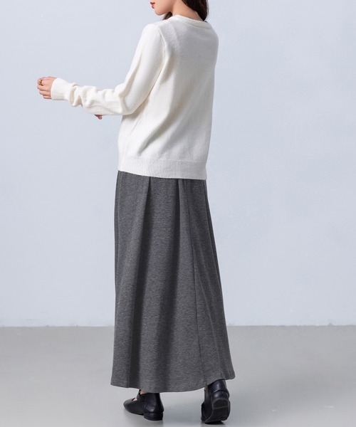 DAY CLOSET(デイ クローゼット)の「【ウエスト全周ゴム】スウェットライク フレア スムース ニット スカート レディース(スカート・レディース・ブラック/ベージュ/グレー・M/S/L)」の11枚目の写真