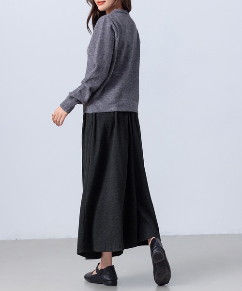 DAY CLOSET(デイ クローゼット)の「【ウエスト全周ゴム】スウェットライク フレア スムース ニット スカート レディース(スカート・レディース・ブラック/ベージュ/グレー・M/S/L)」の6枚目の写真