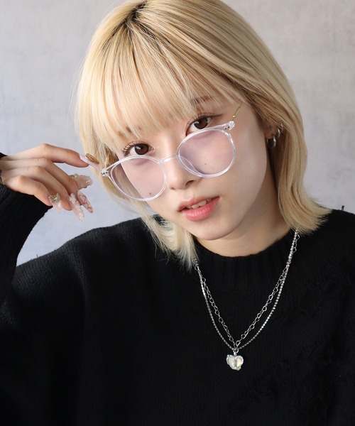 BARELY BLUE（ベアリーブルー）の「【 BARELY BLUE / ベアリーブルー 】 クリア レンズ 伊達メガネ（メガネ・レディース・ブラック/シルバー/クリア/ブラウン・FREE）」の9枚目の写真