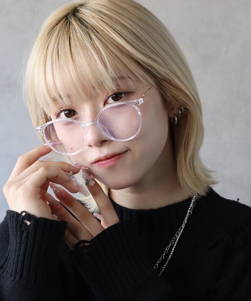 BARELY BLUE（ベアリーブルー）の「【 BARELY BLUE / ベアリーブルー 】 クリア レンズ 伊達メガネ（メガネ・レディース・ブラック/シルバー/クリア/ブラウン・FREE）」の10枚目の写真