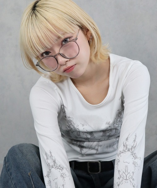 BARELY BLUE（ベアリーブルー）の「【 BARELY BLUE / ベアリーブルー 】 クリア レンズ 伊達メガネ（メガネ・レディース・ブラック/シルバー/クリア/ブラウン・FREE）」の18枚目の写真