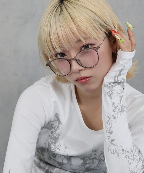 BARELY BLUE（ベアリーブルー）の「【 BARELY BLUE / ベアリーブルー 】 クリア レンズ 伊達メガネ（メガネ・レディース・ブラック/シルバー/クリア/ブラウン・FREE）」の19枚目の写真