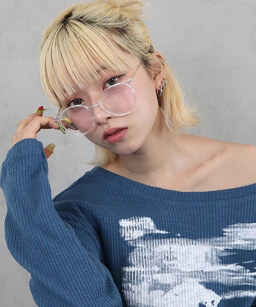 BARELY BLUE（ベアリーブルー）の「【 BARELY BLUE / ベアリーブルー 】 クリア レンズ 伊達メガネ（メガネ・レディース・ブラック/シルバー/クリア/ブラウン・FREE）」の22枚目の写真