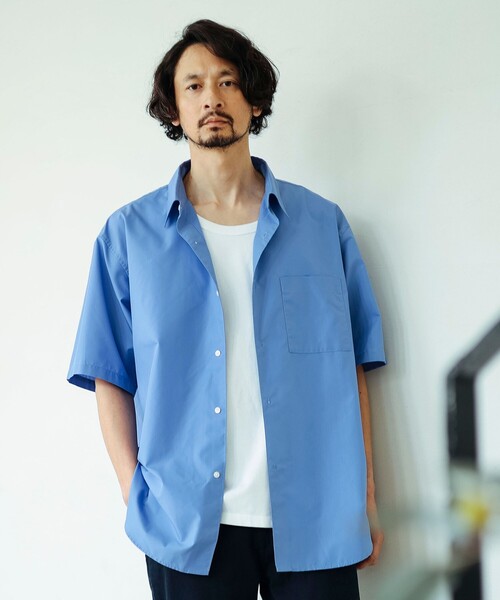 B:MING by BEAMS(ビーミングバイビームス)の「<ビジカジ対応> 速乾 防しわ ポリエステル ブロード ハーフスリーブ シャツ(シャツ/ブラウス・メンズ・ブルー/サックスブルー・S/M/L/XL)」の2枚目の写真