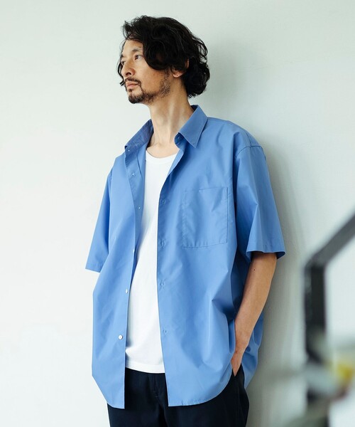 B:MING by BEAMS(ビーミングバイビームス)の「<ビジカジ対応> 速乾 防しわ ポリエステル ブロード ハーフスリーブ シャツ(シャツ/ブラウス・メンズ・ブルー/サックスブルー・S/M/L/XL)」の18枚目の写真