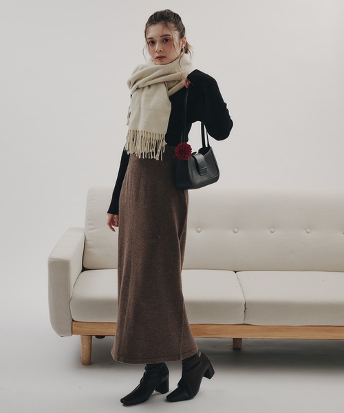 fupel(フぺル)の「melange rib knit skirt / メランジリブニットスカート(setup対応可)(スカート・レディース・チャコールグレー/ブラウン系その他・FREE)」の1枚目の写真