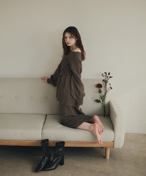 fupel(フぺル)の「melange rib knit skirt / メランジリブニットスカート(setup対応可)(スカート・レディース・チャコールグレー/ブラウン系その他・FREE)」の22枚目の写真