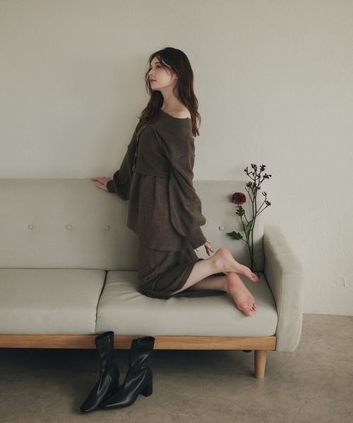 fupel(フぺル)の「melange rib knit skirt / メランジリブニットスカート(setup対応可)(スカート・レディース・チャコールグレー/ブラウン系その他・FREE)」の21枚目の写真