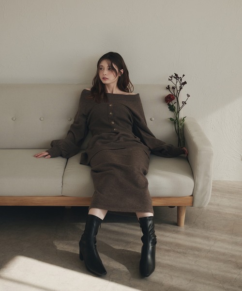 fupel(フぺル)の「melange rib knit skirt / メランジリブニットスカート(setup対応可)(スカート・レディース・チャコールグレー/ブラウン系その他・FREE)」の18枚目の写真