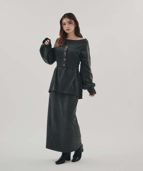 fupel(フぺル)の「melange rib knit skirt / メランジリブニットスカート(setup対応可)(スカート・レディース・チャコールグレー/ブラウン系その他・FREE)」の15枚目の写真
