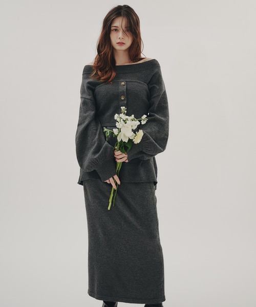 fupel(フぺル)の「melange rib knit skirt / メランジリブニットスカート(setup対応可)(スカート・レディース・チャコールグレー/ブラウン系その他・FREE)」の11枚目の写真