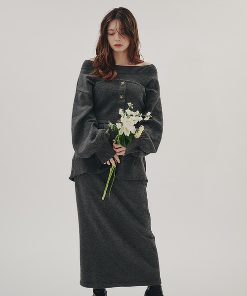 fupel(フぺル)の「melange rib knit skirt / メランジリブニットスカート(setup対応可)(スカート・レディース・チャコールグレー/ブラウン系その他・FREE)」の10枚目の写真