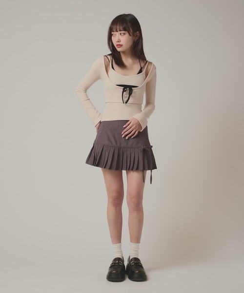 BLANK (ブランク)の「▲Waist Switching Pleats Mini Skirt/ウエスト切り替えプリーツミニスカート(スカート・レディース・グレー/ブラック・FREE)」の16枚目の写真