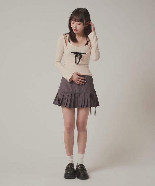 BLANK (ブランク)の「▲Waist Switching Pleats Mini Skirt/ウエスト切り替えプリーツミニスカート(スカート・レディース・グレー/ブラック・FREE)」の17枚目の写真