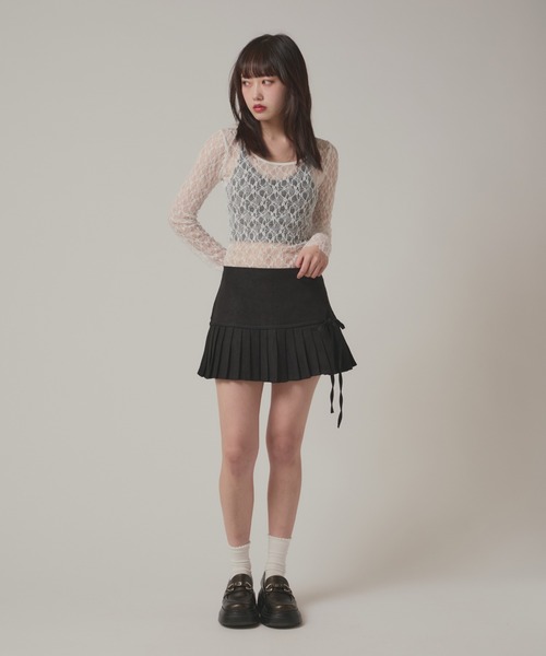BLANK (ブランク)の「▲Waist Switching Pleats Mini Skirt/ウエスト切り替えプリーツミニスカート(スカート・レディース・グレー/ブラック・FREE)」の9枚目の写真