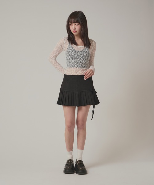 BLANK (ブランク)の「▲Waist Switching Pleats Mini Skirt/ウエスト切り替えプリーツミニスカート(スカート・レディース・グレー/ブラック・FREE)」の11枚目の写真