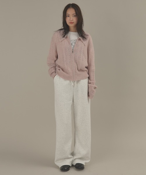 MERLOT（メルロー）の「ローゲージポロニットジップカーディガン（カーディガン/ボレロ・レディース・ピンク/グレー・FREE）」の16枚目の写真