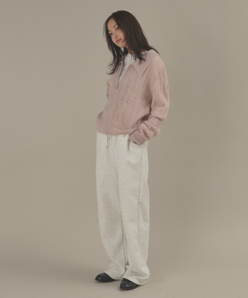 MERLOT（メルロー）の「ローゲージポロニットジップカーディガン（カーディガン/ボレロ・レディース・ピンク/グレー・FREE）」の17枚目の写真