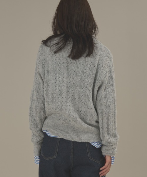 MERLOT（メルロー）の「ローゲージポロニットジップカーディガン（カーディガン/ボレロ・レディース・ピンク/グレー・FREE）」の13枚目の写真