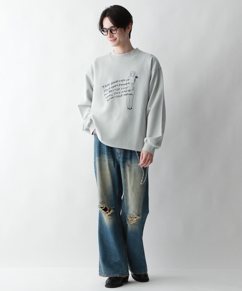 RAGEBLUE(レイジブルー)の「【wakazoo/ワカズー】コラボ/イラストプリントテック/ダンボールスウェット(スウェット・メンズ・ブラック/オフホワイト/グリーン/グレー系その他・MEDIUM/LARGE)」の17枚目の写真