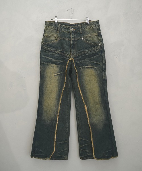 Shoowtime(ショウタイム)の「Vintage Wash Fringe Flap Drape Wide Straight Denim Pants / ビンテージウォッシュフリンジフラップドレープワイドストレートデニムパンツ(デニムパンツ・メンズ・ブルー系/ブラック系・X-LARGE/LARGE/MEDIUM)」の7枚目の写真