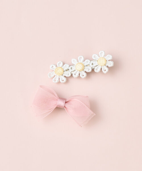 リボン&フラワー♡ヘアピン♡髪飾り♡ KIDS HAIR PIN デイジーとリボン（ヘアピン）｜Actually