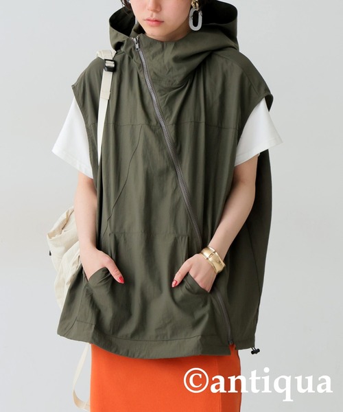 antiqua(アンティカ)の「アシメジップベスト(ベスト・レディース・ブラック/カーキ・ONESIZE)」の15枚目の写真